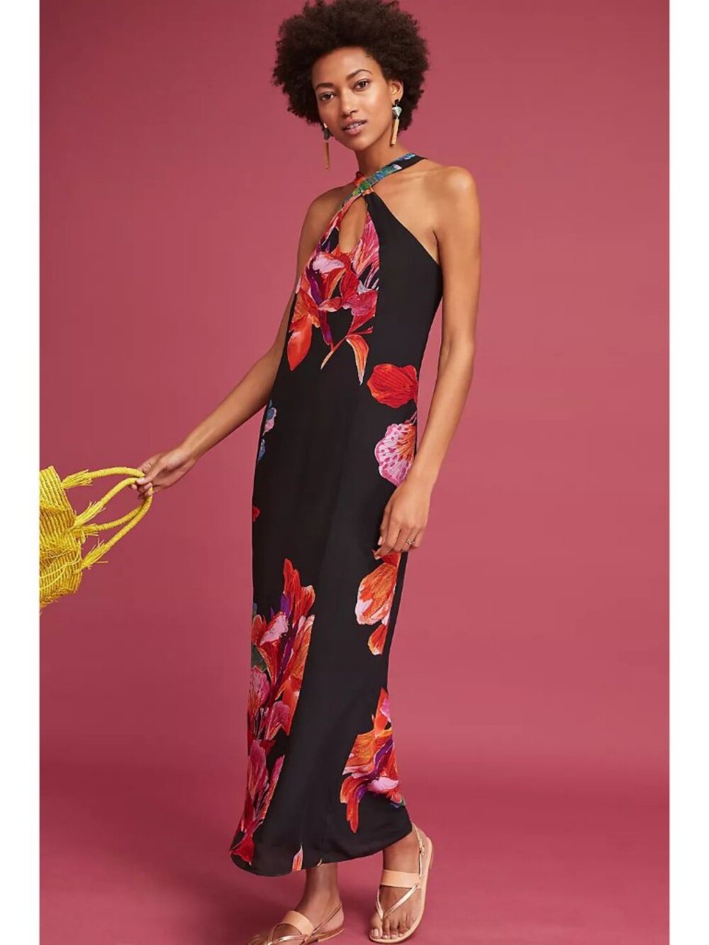 Maeve Anthropologie Cayman Silk Maxi Dress Black Size XXS